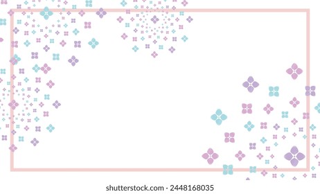 This background frame illustration features watercolor-style flowers arranged in a geometric pattern.