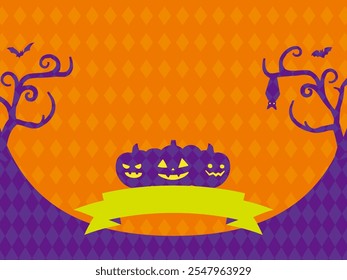 This is a background illustration for a banner with various Halloween items.