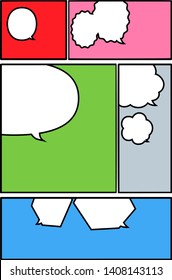 This is a background illustration of a cartoon piece frame with a speech bubble.