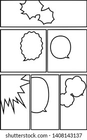 This is a background illustration of a cartoon piece frame with a speech bubble.