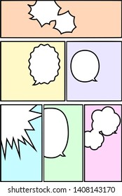 This is a background illustration of a cartoon piece frame with a speech bubble.