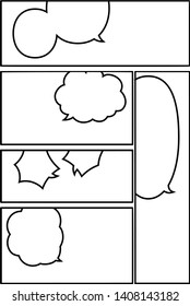 This is a background illustration of a cartoon piece frame with a speech bubble.