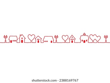 Esta es una ilustración de fondo de un paisaje urbano en el Día de San Valentín con dibujos en línea.