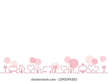 Esta es una ilustración de fondo de un paisaje urbano en el Día de San Valentín con dibujos en línea.