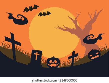 This is a background illustration of Halloween. It is easy to adjust colors because it is produced by vector.