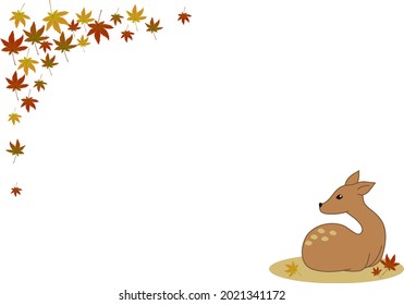 This is a background illustration of a maple leaf and a deer.