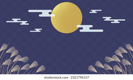 This is a background illustration of a round moon and silver grass(Mid-Autumn moon).