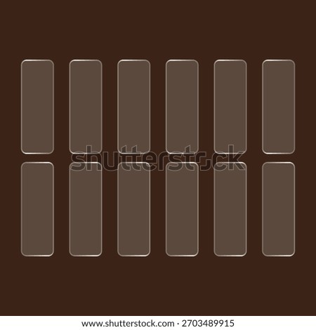 This background image displays twelve rounded rectangle shapes. The rectangles, which are semi transparent, are evenly distributed across two horizontal rows upon a solid brown backdrop.