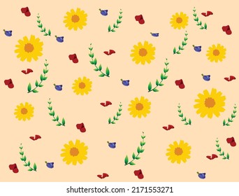 Dies ist ein Hintergrundbild, das Blumen und Blätter zusammenbringt.