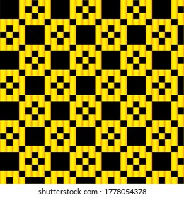 This background is made of black and yellow rectangles arranged become circles