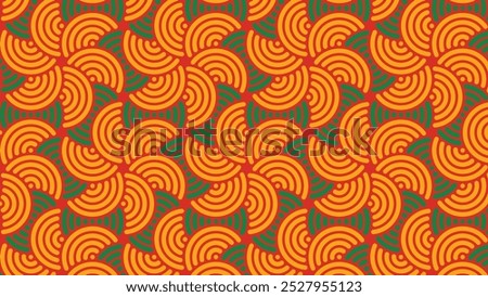 This background resembles a lively carnival, with orange-yellow spirals like spinning pinwheels, green circles like dancing ribbons, and a red background adding passion and joy to the entire scene.