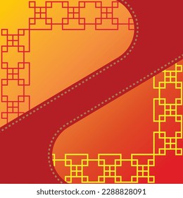 this background template design,red and yellow with line chinese pattern,is suitable for your social media business food background template