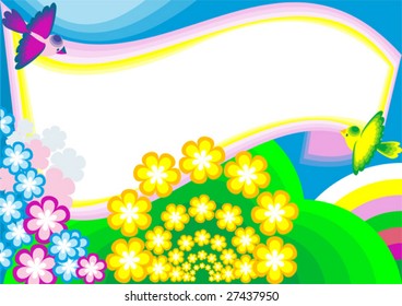 This is a background for the text with  elements vegetative and birds