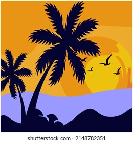 This is background them happy summer day in the beach with view sunset