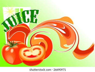 This is a background with tomatoes, glass and text decorative