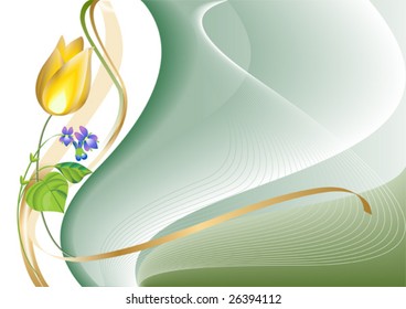 This is a background with a tulip and a violet