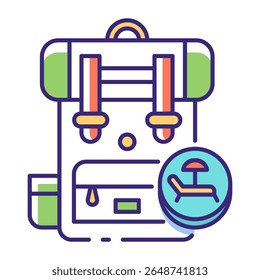 Dieses Rucksack-Symbol eignet sich für Reisen und Tourismus, etc