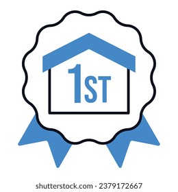 This badge features a house with  1st inscribed on it, representing the accomplishment of first time home ownership, a noteworthy milestone in one's journey.