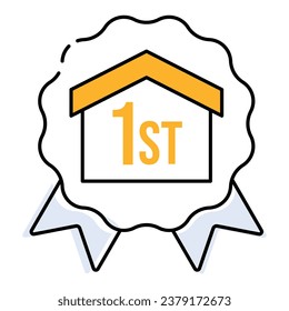 This badge features a house with  1st inscribed on it, representing the accomplishment of first time home ownership, a noteworthy milestone in one's journey.