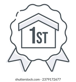 This badge features a house with  1st inscribed on it, representing the accomplishment of first time home ownership, a noteworthy milestone in one's journey.