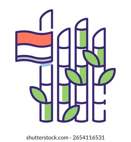 Este ícone de bambu é adequado para o Dia da Independência da Indonésia, etc