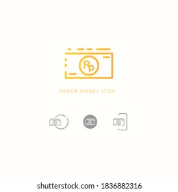 This is the banknote icon for the Indonesian currency, Rupiah. This icon can be applied in financial or investment applications.