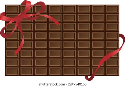 This is a bar of cacao chocolate with a ribbon.