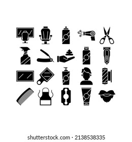 this is barbershop icon set using solid style