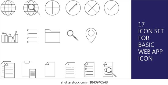 This is a basic icon that is often used in website development, 17 of these icons, including icons including: yes, no, copy, paste, map pin, folder, seraching etc.