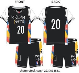 This is a basketball shirt mockup, inside of which are colorful patterns and patterns