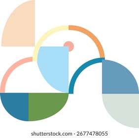 Este gráfico vibrante do bauhaus representa a interação dinâmica de cores e formas, simbolizando criatividade e movimento