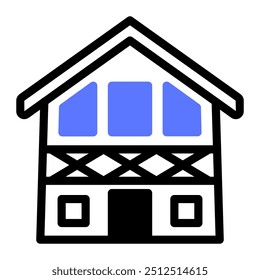 This Bavarian House icon is suitable for Oktoberfest, Festival, Traditional German event, etc.