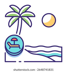 This Beach icon is suitable for Travel and Tourism, etc