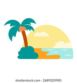 This beach illustration is suitable for travel around the world.