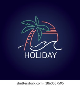This is a beach line illustration that is drawn neon-style.