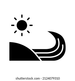 se trata de un icono relacionado con la playa que utiliza un estilo de glifo