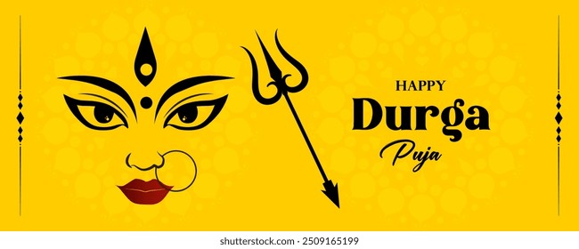 This beautiful and attractive banner for Hindu mythological event Happy Durga Puja.