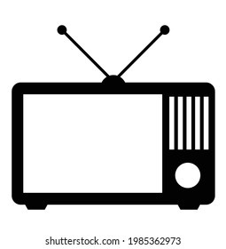 Esta es una hermosa imagen vectorial de un icono de televisión clásico de color negro y silueta. 