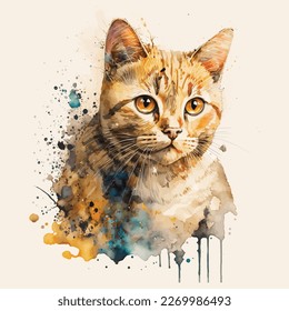 This beautiful cat watercolor illustration is the perfect addition to any cat lover's collection. The vibrant colors and intricate details bring this adorable feline to life, making it a standout piec