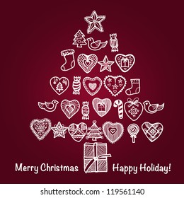 This is a beautiful christmas tree illustration with hand draw design.