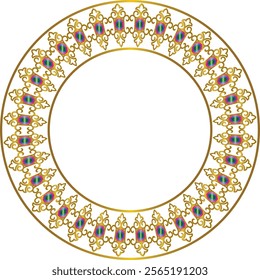 This beautiful Circular Golden Border with Gems can be used as a Photo Frame, Photo Album Cover, Jewelry Box Design etc