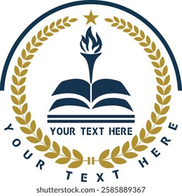 This is a beautiful Educational Logo with Navy Blue and Golden colors suitable for School, Academy, College, And University monogram.