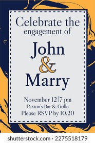 This beautiful engagement invitation card design features a sophisticated and timeless style, perfect for your special day. Easily customize the text to include your names, date, and venue details.
