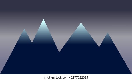 This is a beautiful evening landscape of a huge mountains on a gradient background.