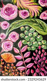 This beautiful floral illustration dazzles with its springtime charm, showcasing a bouquet of fully bloomed flowers