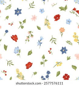 This beautiful floral plant background is perfect for fashion, wallpapers, and prints. It showcases the Liberty style known as millefleurs, and the Scandinavian floral design adds a modern touch.