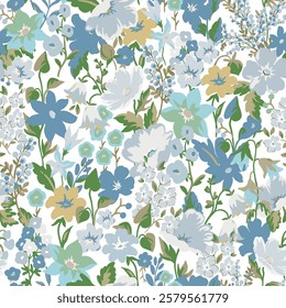 This beautiful floral plant background is perfect for fashion, wallpapers, and prints. It showcases the Liberty style known as millefleurs, and the Scandinavian floral design adds a modern touch.