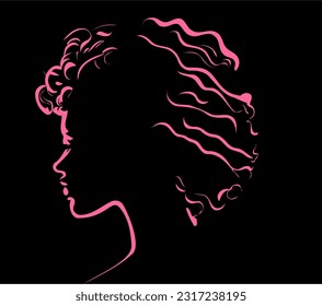 This beautiful girl profile vector image captures the essence of grace and charm. With flowing, lustrous hair cascading down her shoulders, she exudes elegance and confidence. Her eyes, gleaming with 