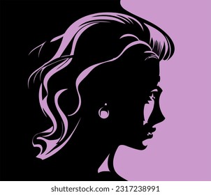 This beautiful girl profile vector image captures the essence of grace and charm. With flowing, lustrous hair cascading down her shoulders, she exudes elegance and confidence. 