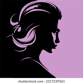This beautiful girl profile vector image captures the essence of grace and charm. With flowing, lustrous hair cascading down her shoulders, she exudes elegance and confidence. 